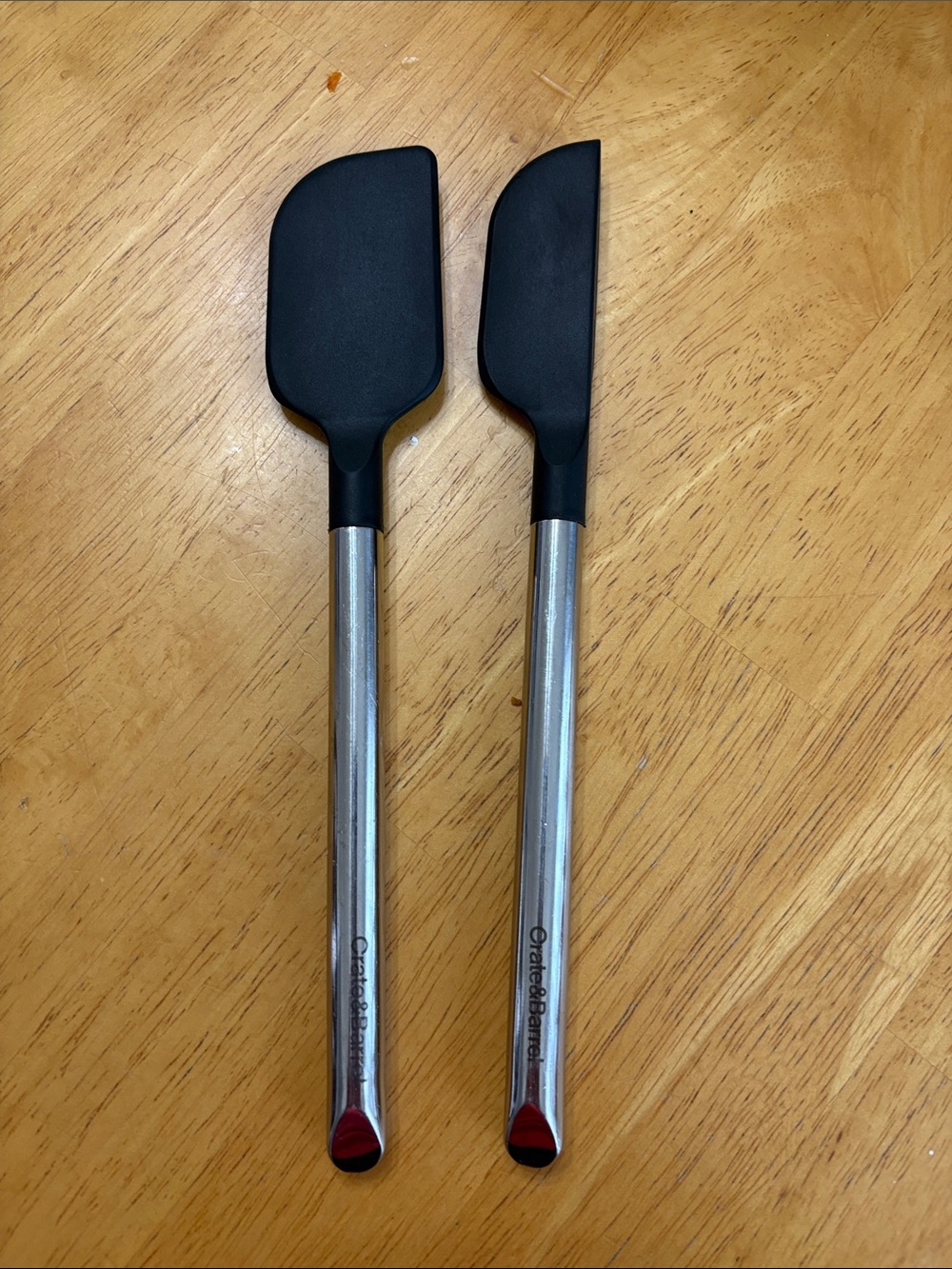 Crate&Barrel Black Silicone Spatulas with Silver Handles